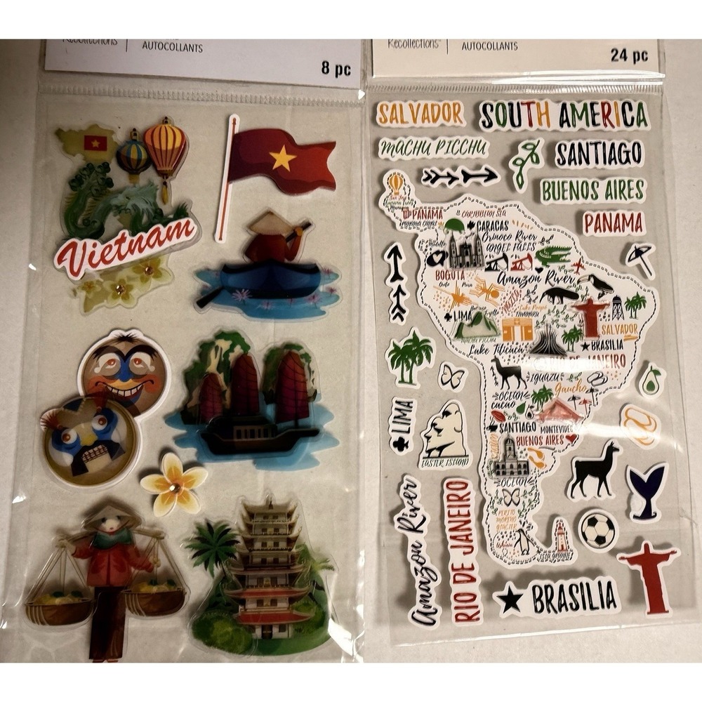 Stickers‎ International Collection 30 Packs New 3D Scrapbook Junk Journal Travel
